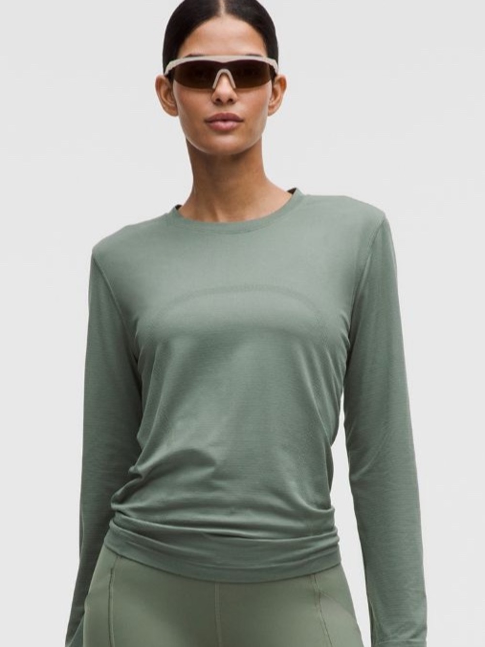 lululemon athletica Long Sleeve Ribbed Tee in Sage Green